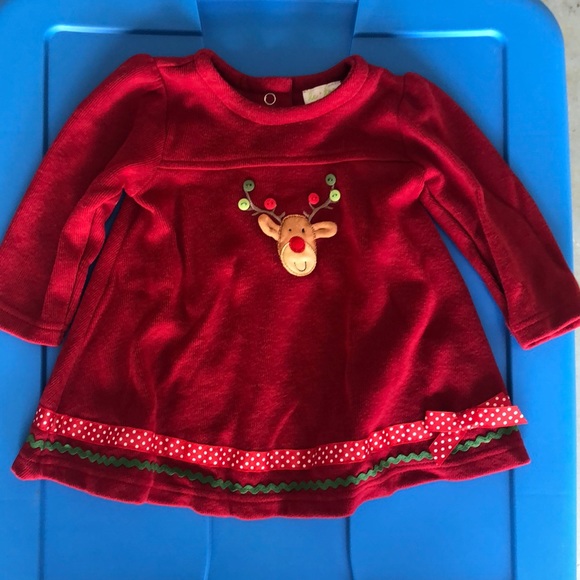 le top christmas dress NEW Le Top Baby Girl 3 Month Red Holiday Christmas Snowman Knit Dress